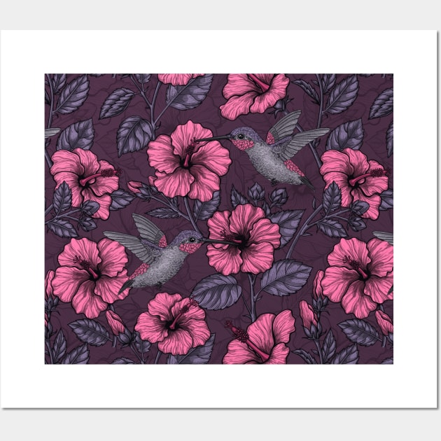 Night tropical garden pink and violet Wall Art by katerinamk